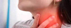 image showing a female throat suffering from pain