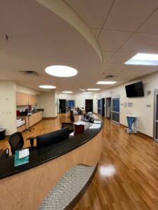 Spacious hospital lobby welcoming patients at RapidCare in San Antonio