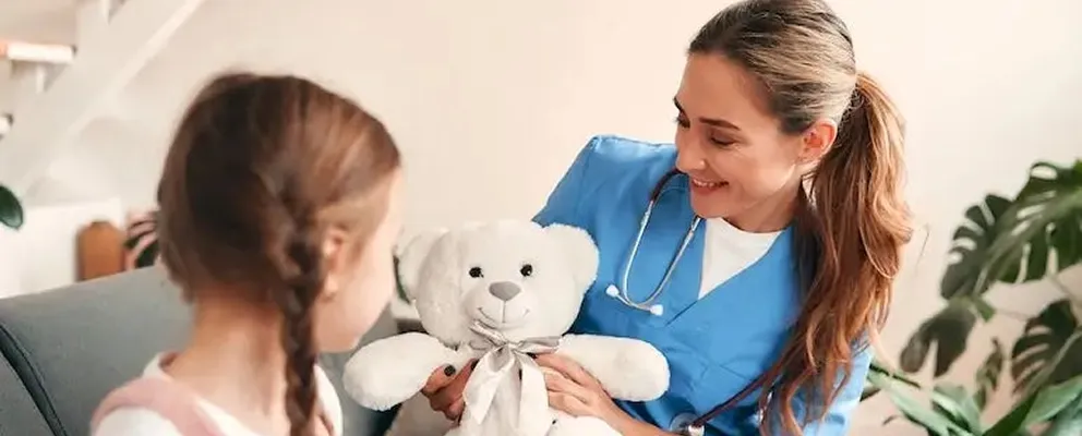 image showing a female attendant taking care of the pediatric emergency