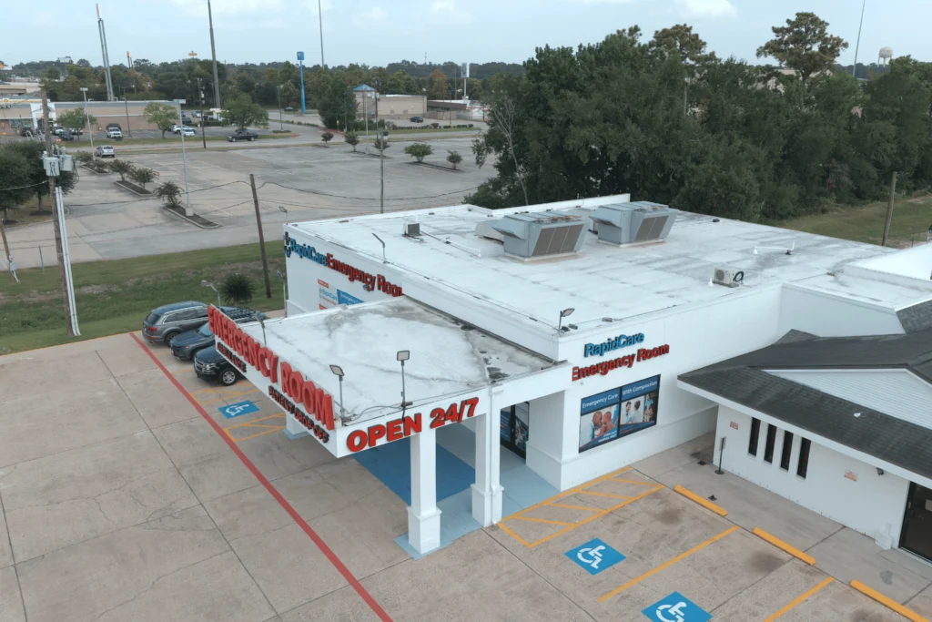 RapidCare Emergency Room 24/7 entrance serving Kingwood and Porter, TX.